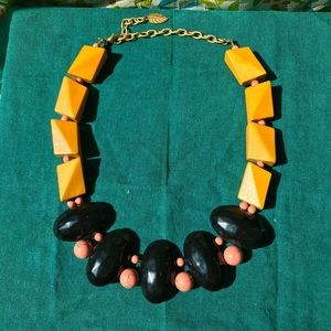 Anthropologie Chunky Wood and Faux-Marble Necklace